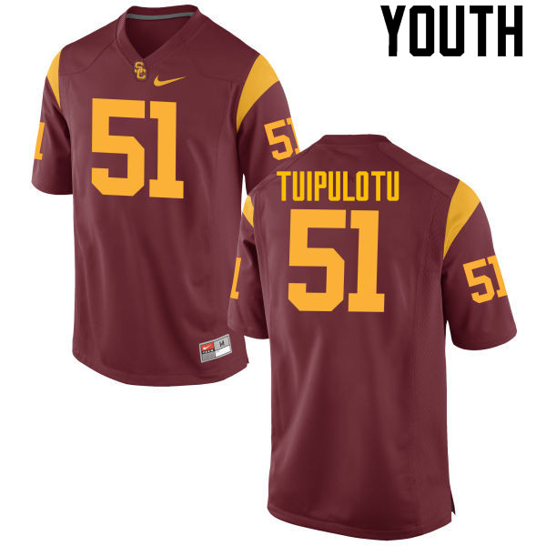 Youth #51 Marlon Tuipulotu USC Trojans College Football Jerseys-Cardinal